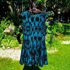 Paisley designed, teal and black dress